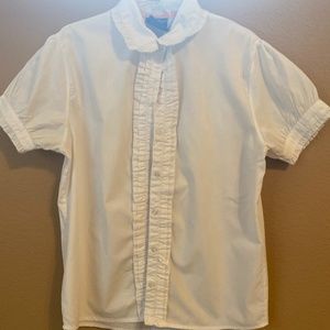 Girls White Button Down Top